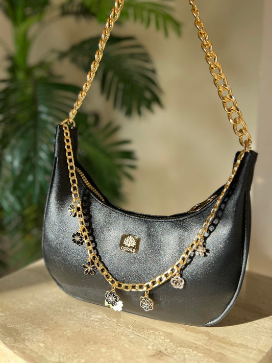 Black Blossom HOBO Bag