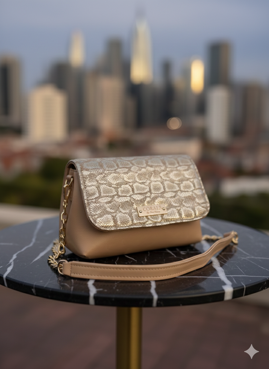 Beige x Gold Python Crossbody
