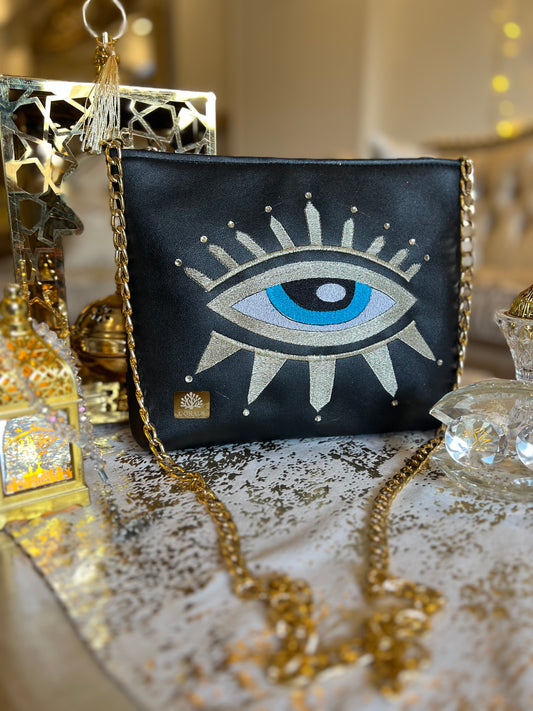 Evil eye clutch and cross bag