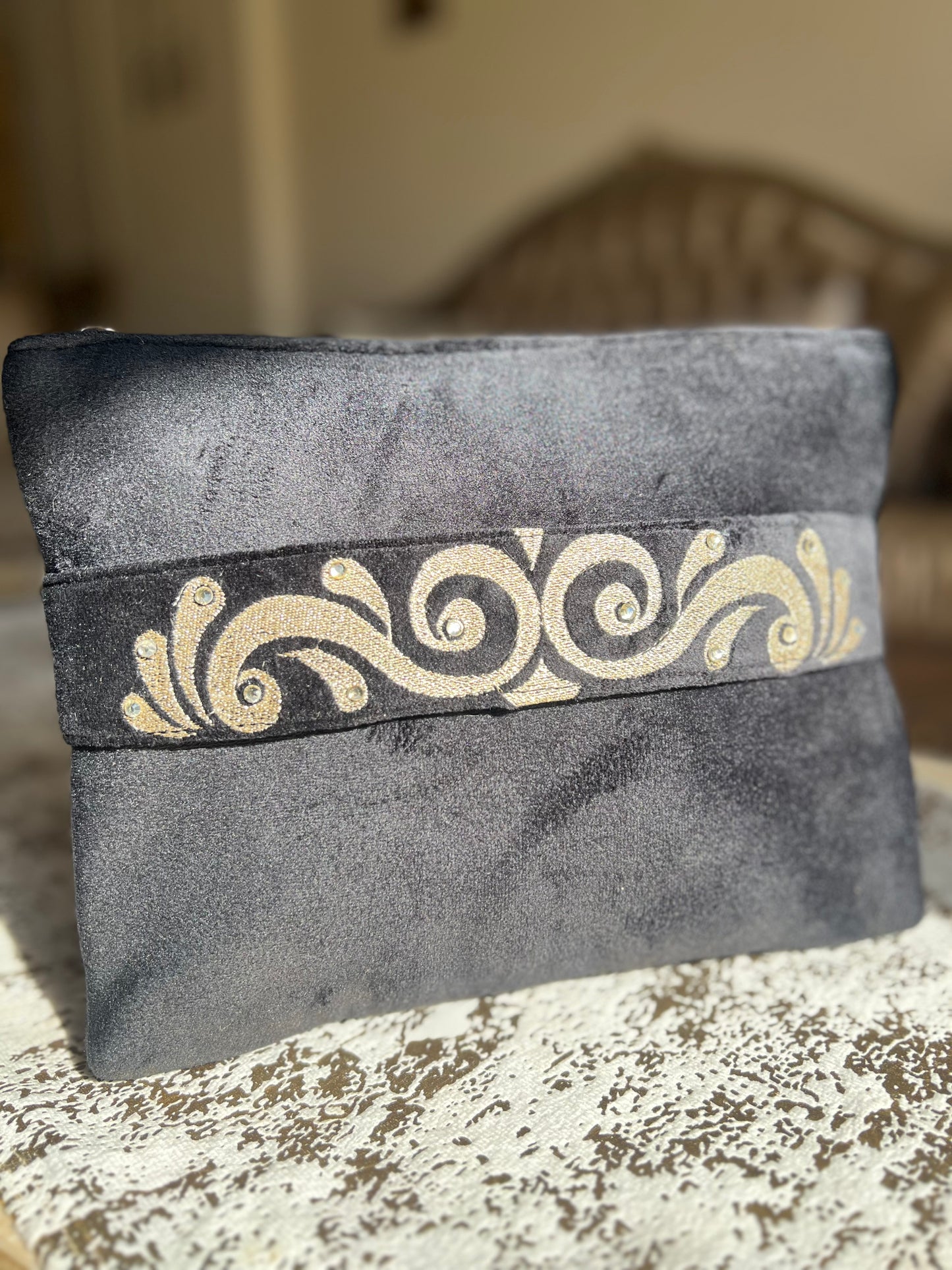 Black swirl velvet