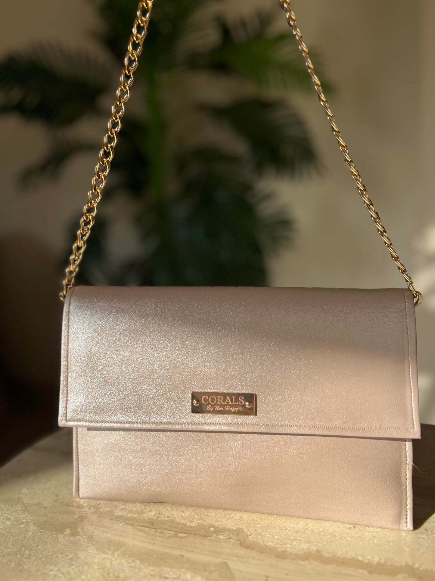 Shimmer plush clutch