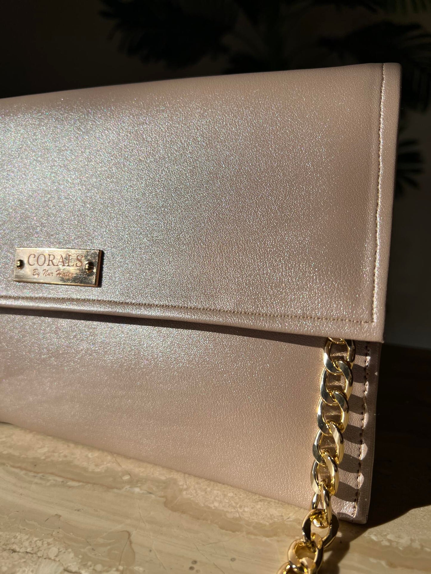 Shimmer plush clutch
